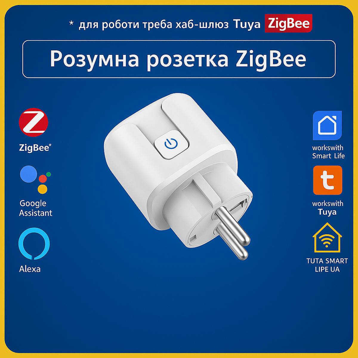 Розумна розетка з моніторингом електроенергії 16-20A (ZigBee) Tuya Smart Life