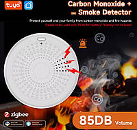 Датчик диму та чадного газу ZigBee Tuya Smart Life з сигналізацією 85дБ і сповіщеннями на смартфоні - Зображення 4