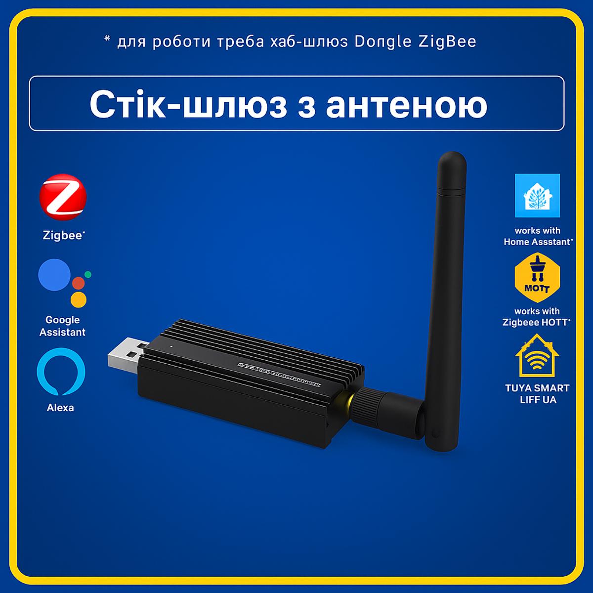 Стік USB Dongle-E з антеною (Home Assistant ZHA, Zigbee2MQTT, OpenHAB, ZigBee)