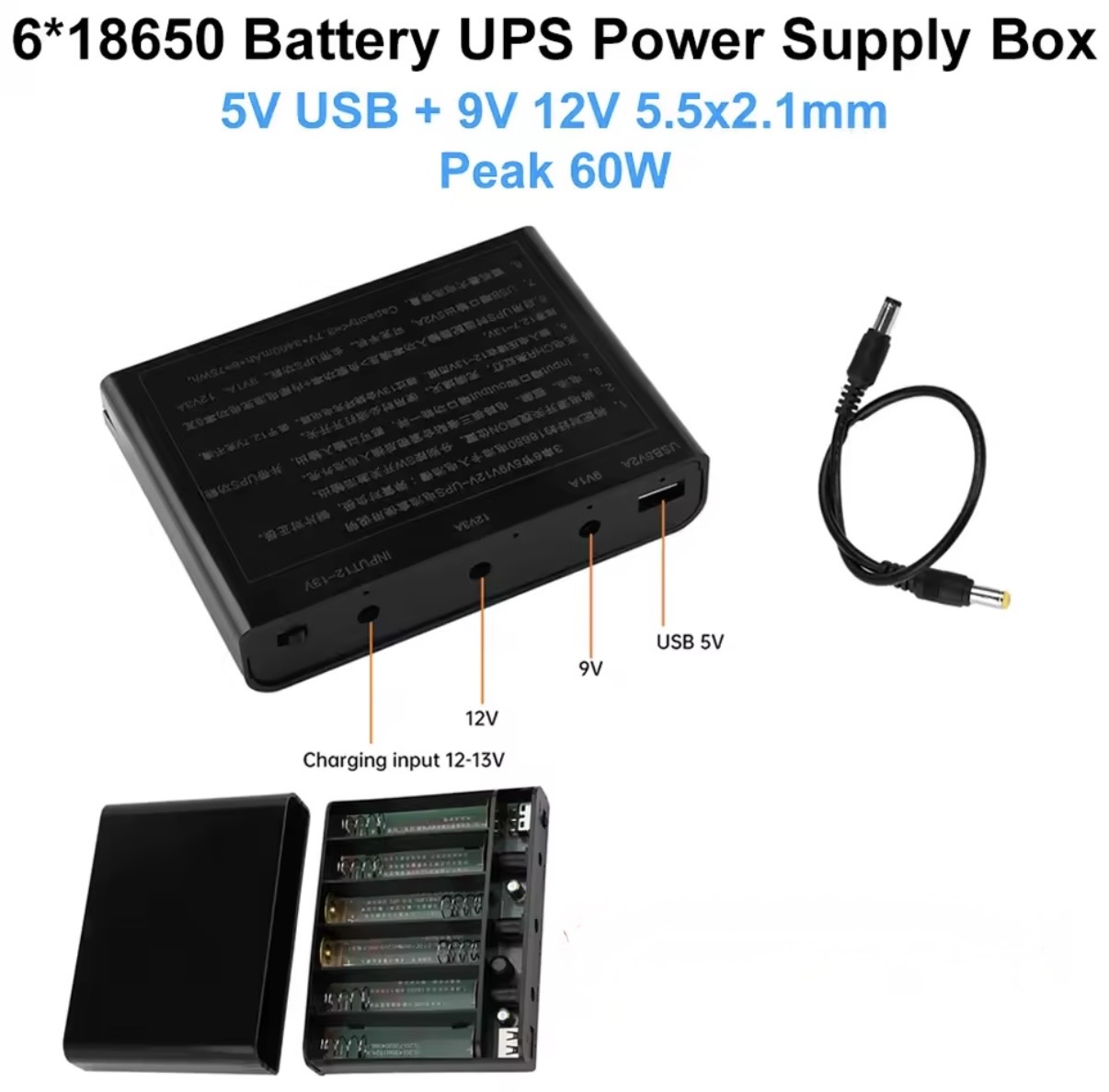Універсальний безперебійник, Powerbank 21,000 mAh (6 АКБ), повербанк, UPS для роутера, камер ітд з роз'ємом USB+2*DC - Зображення 4