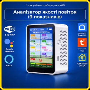 Wi-Fi аналізатор якості повітря Tuya Smart Life CO2 CO HCHO TVOC PM2.5 PM10 температура вологість