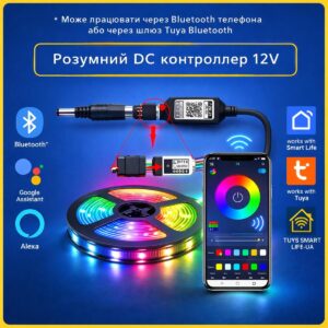 Розумний DC 5.5*2.1 LED контроллер 12V для стрічки (Bluetooth) Tuya Smart Life