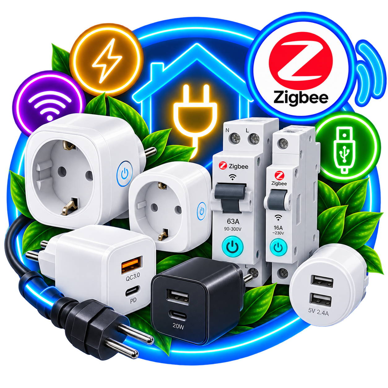 Розетки, автомати та USB адаптери